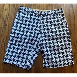 Loudmouth Golf Shorts Mens Size 36 Houndstooth White Black Chino AOP